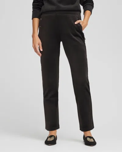 Chico's Scuba Velour Tapered Ankle Pants In Black In Black