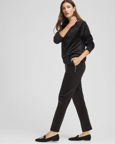 Chico's Scuba Velour Tapered Ankle Pants In Black In Black