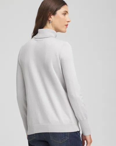 Chico's Metallic Turtleneck Pullover Sweaters In Silver Glitter In Silver