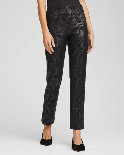 Chico's Juliet Black Foiled Slim Ankle Pants In Black