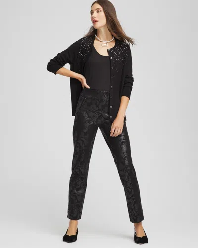 Chico's Juliet Black Foiled Slim Ankle Pants In Black