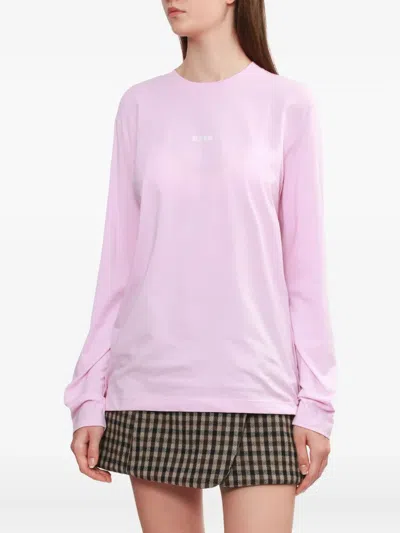 Msgm Long-sleeved T-shirt In Pink