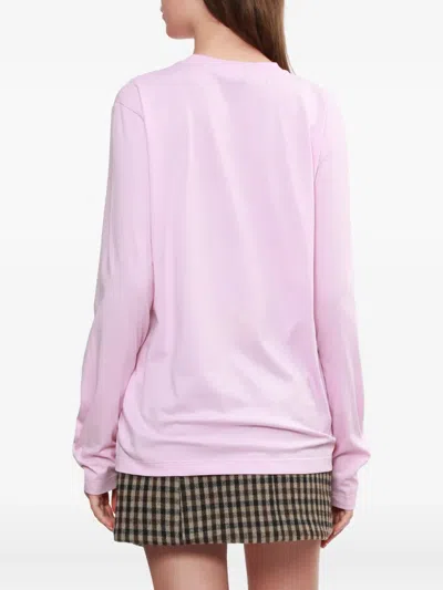 Msgm Long-sleeved T-shirt In Pink