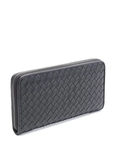 Pre-owned Bottega Veneta 2012-2025 Nappa Intrecciato Wallet Long Wallets In Black
