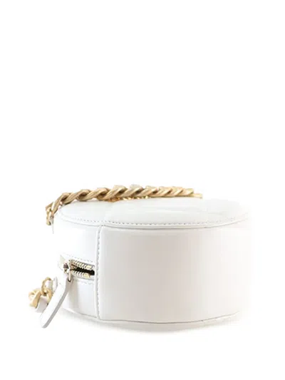 Pre-owned Chanel 2020 Lambskin 19 Round Clutch With Chain Satchel In White