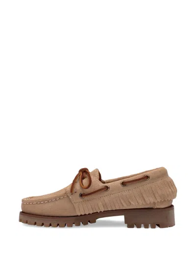 Sebago Fringe-detail Suede Flats In Neutral