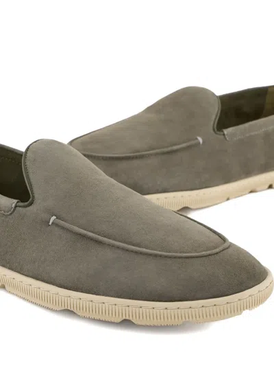 Giorgio Armani Suede Loafers In Gray