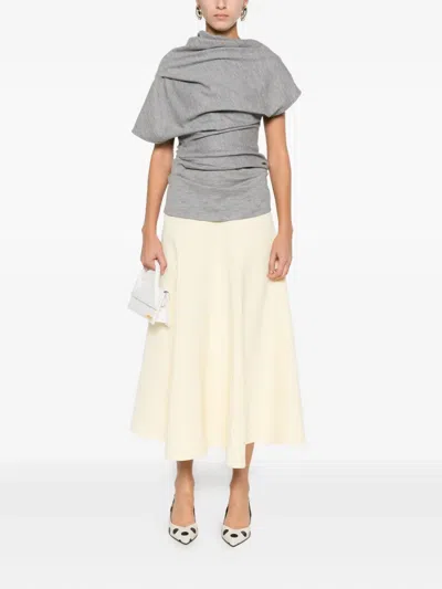 Jacquemus High Waisted Flared Midi Skirt In Neutral