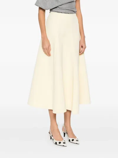Jacquemus High Waisted Flared Midi Skirt In Neutral