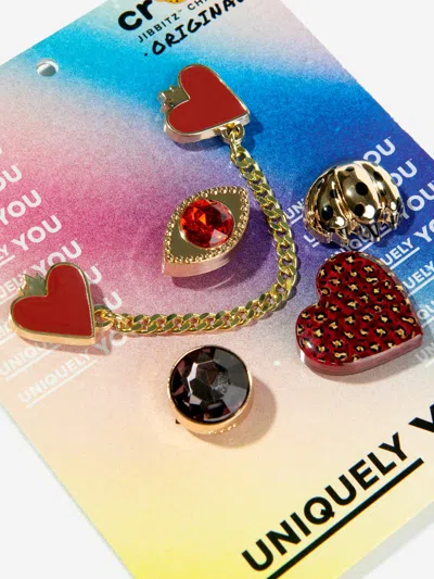 Crocs Girls Leopard And Gold Jibbitz™ 5 Pack In Gold