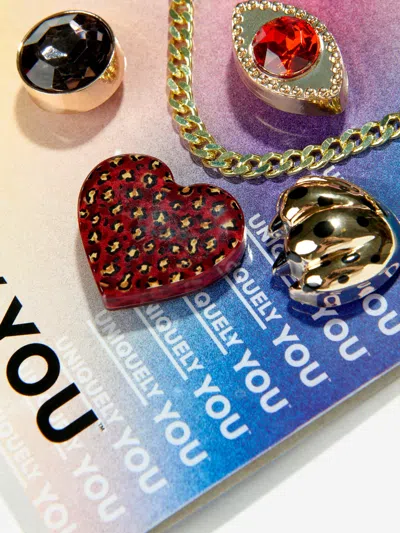 Crocs Girls Leopard And Gold Jibbitz™ 5 Pack In Gold