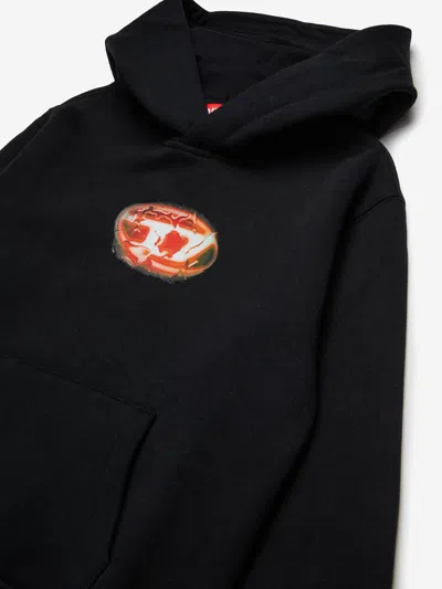 Diesel Felpa Con Cappuccio E Logo Glowing Oval D In Black