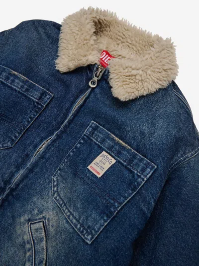 Diesel Kids' Jomox-fur Jacket In Blue