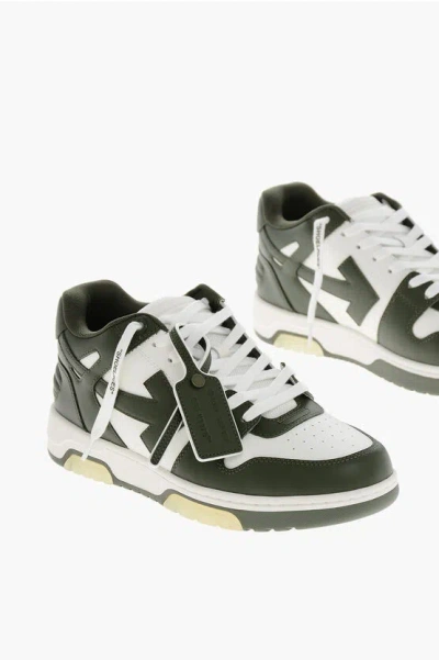 Off-white Leather Out Of Office Mid-top Sneakers In Gray