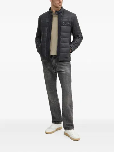 Guess Usa Quilted Zip Jacket In Black