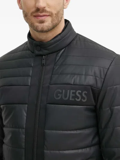 Guess Usa Quilted Zip Jacket In Black