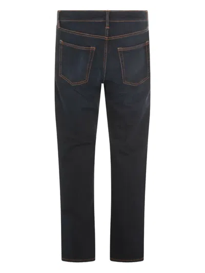 对比缝线牛仔裤