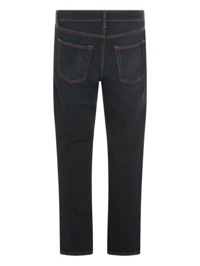 对比缝线牛仔裤