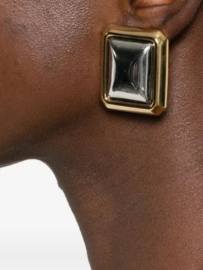 Jacquemus Les Pendants Carre Metallic Earings With Rear Closure And Square Design In Brass Woman In Gold