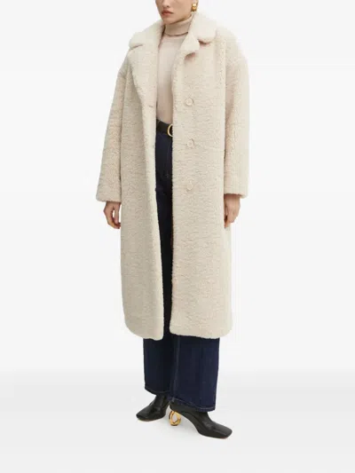 Guess Usa Buttoned Collared Coat In White