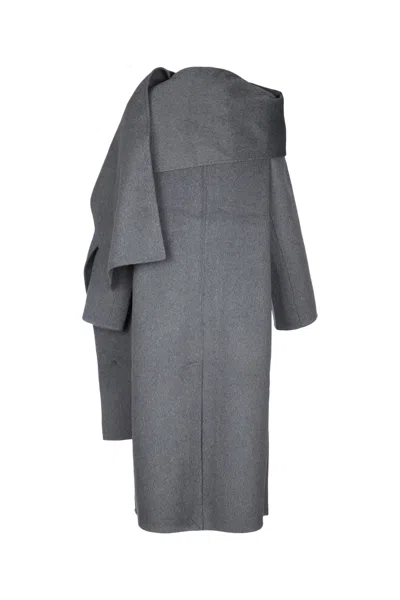 Calvin Klein Double-faced Wool Scarf Coat In Gray