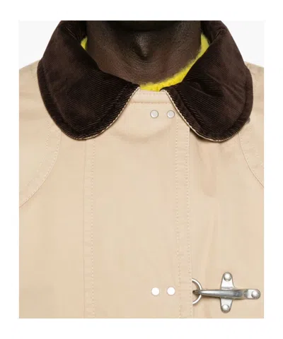 Fay Canvas Jacket With Button Accents And Front Pockets In Brown