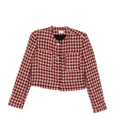 Liu •jo Tweed-jacke Mit Hahnentrittmuster In Red