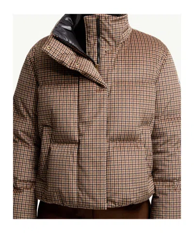 Moncler Quierzy Hooded Short Puffer Jacket In Brown