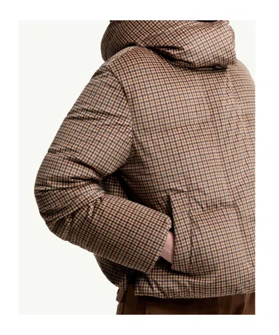 Moncler Quierzy Hooded Short Puffer Jacket In Brown