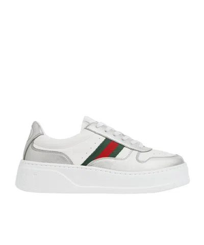 Gucci Sneakers Featuring Oversized Platform Sole In Silver