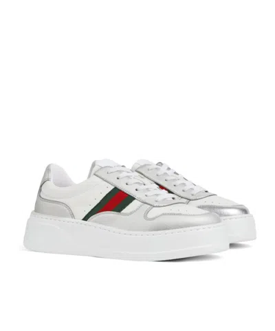 Gucci Sneakers Featuring Oversized Platform Sole In Silver