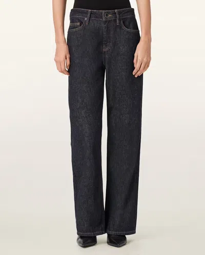 Allsaints Womens Raw Indigo Blu Ember Flared-leg Denim Jeans In Blue