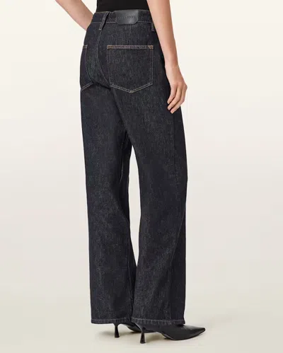 Allsaints Womens Raw Indigo Blu Ember Flared-leg Denim Jeans In Blue