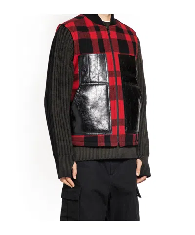 Junya Watanabe Mackinaw Wool And Leather Vest In Black