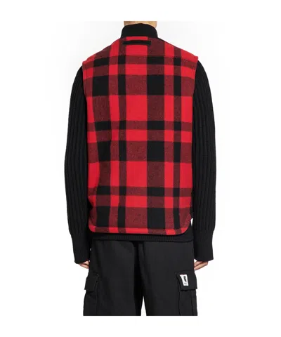 Junya Watanabe Mackinaw Wool And Leather Vest In Black