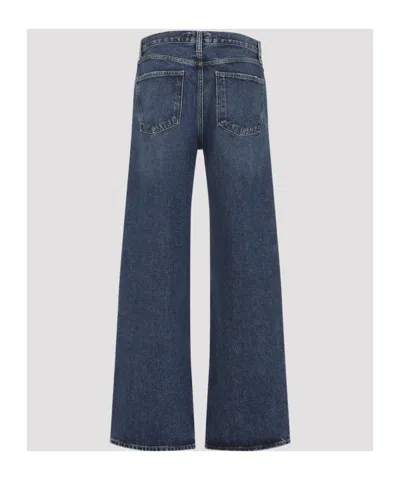 Agolde Blue Arc Jeans With Logo Patch On The Back And Wide Leg In Denim For Women
