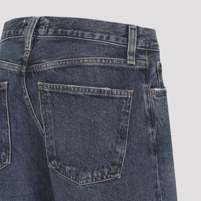 Agolde Blue Arc Jeans With Logo Patch On The Back And Wide Leg In Denim For Women