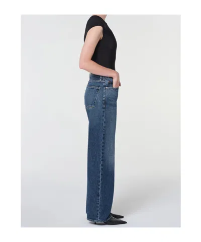 Agolde Blue Arc Jeans With Logo Patch On The Back And Wide Leg In Denim For Women
