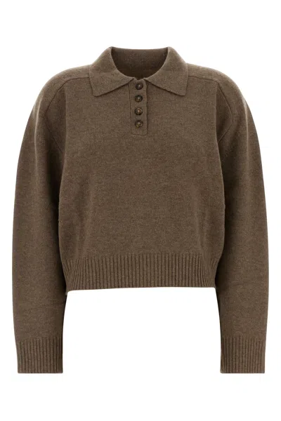 Loulou De Saison Mud Cashmere Oversize Homere Polo Shirt In Brown
