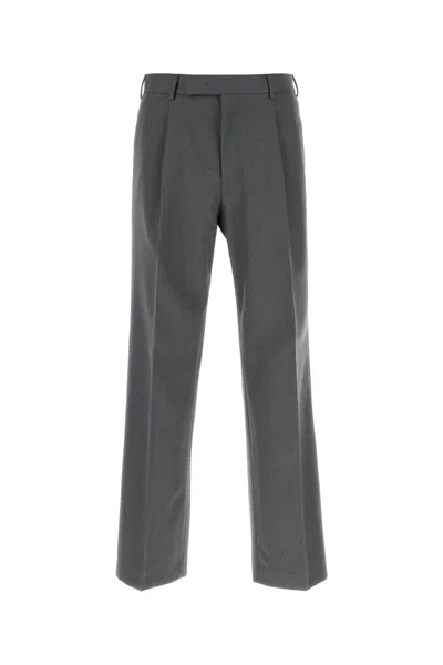Pt Torino Tailored Wool Trousers With Pleats And Pockets In Gray