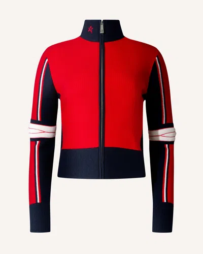 Perfect Moment Zip-up Star-detail Cardigan In Red