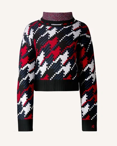 Perfect Moment Houndstooth Merino Wool Turtleneck Sweater Xl In Multi