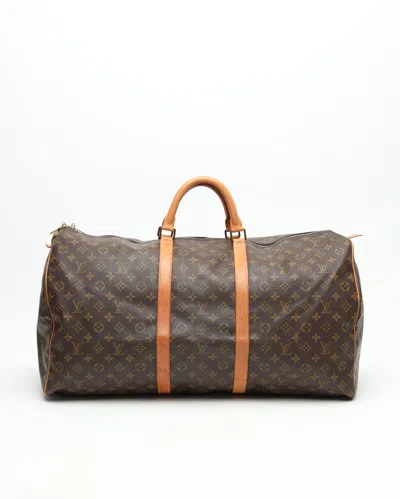 Pre-owned Louis Vuitton Monogram Keepall 60 Weekend Bag In Brown
