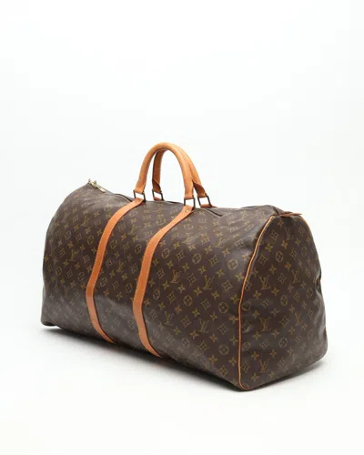 Pre-owned Louis Vuitton Monogram Keepall 60 Weekend Bag In Brown