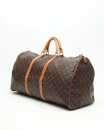 Pre-owned Louis Vuitton Monogram Keepall 60 Weekend Bag In Brown