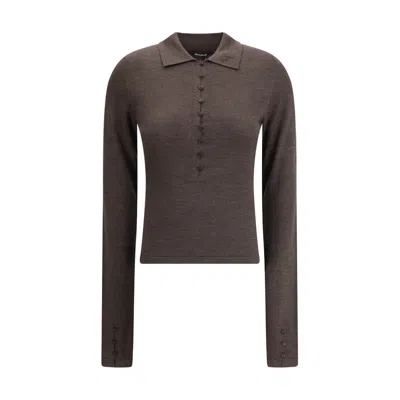 Jacquemus Women Merino Wool Polo Shirt In Brown