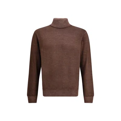 Cruciani Ribbed Turtleneck Knitwear In Brown