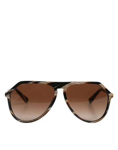 Dolce & Gabbana Brown Full Rim Acetate Pilot Eyewear Sunglasses In Black