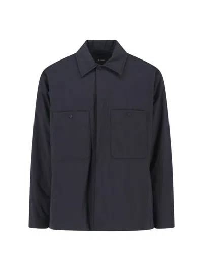 Laminar Boxy Minimalist Black Jacket With Classic Collar In Blue