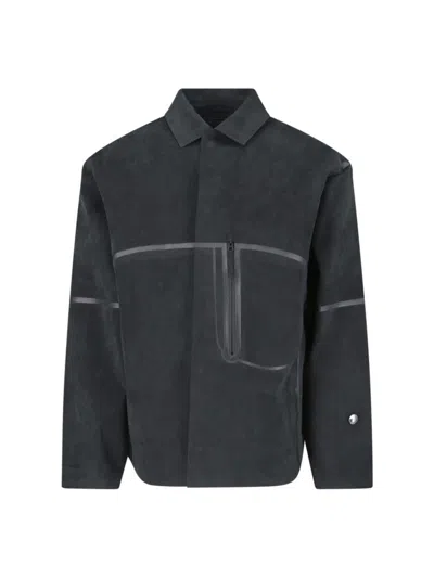 Massimo Osti Studio Classic Black Shirt With Structured Collar And Button-down Front In Black